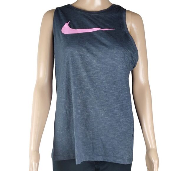 Nike Charcoal Gray & Pink Tank Top - Picture 1 of 6